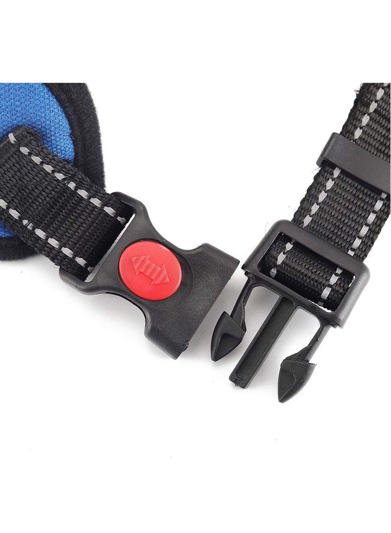 Harness Reflective Body Padded Vest with Handle Adjustable for Dog Walking (Blue M) - Image 5