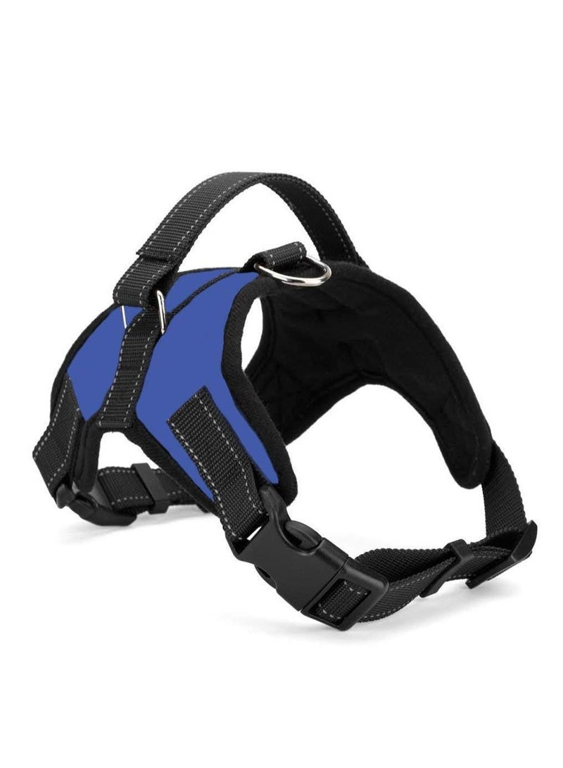 Harness Reflective Body Padded Vest with Handle Adjustable for Dog Walking (Blue M) - Image 2