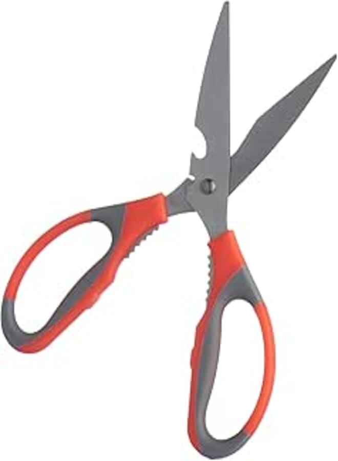 King Gray Stainless Steel Kitchen Scissors with Plastic Handle - Red and Grey