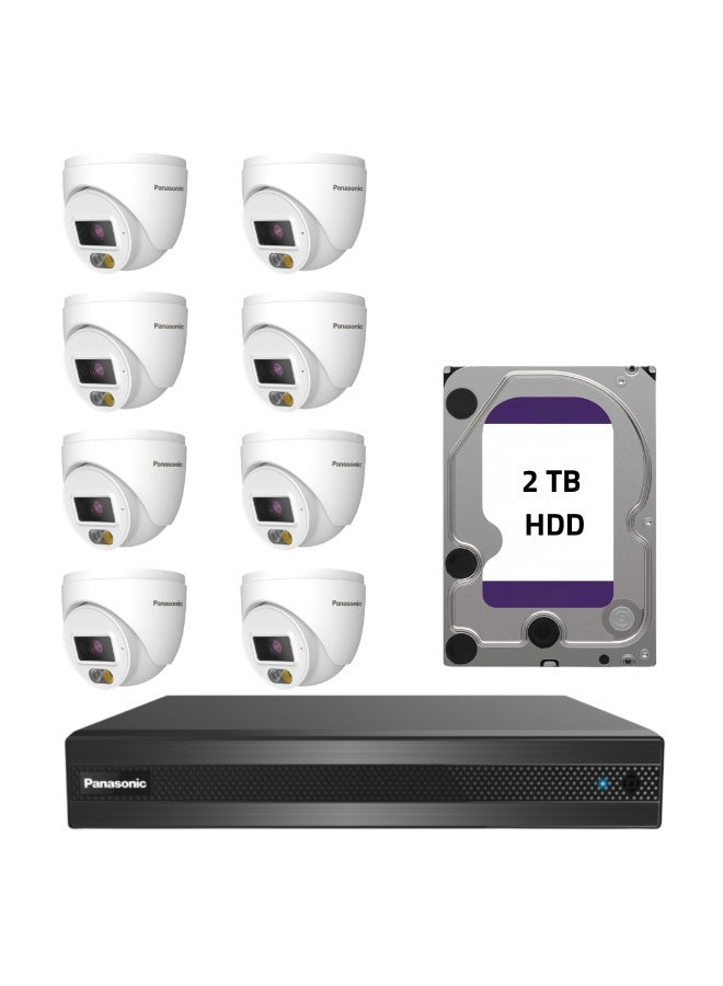 Panasonic 8 Channel CCTV Security Surveillance Panasonic NVR Kit (Bundle 3) | 4MP IP67 QHD IP Cameras (8 Turret) + 8CH PoE NVR + 2TB Branded Surveillance HDD - Image 1
