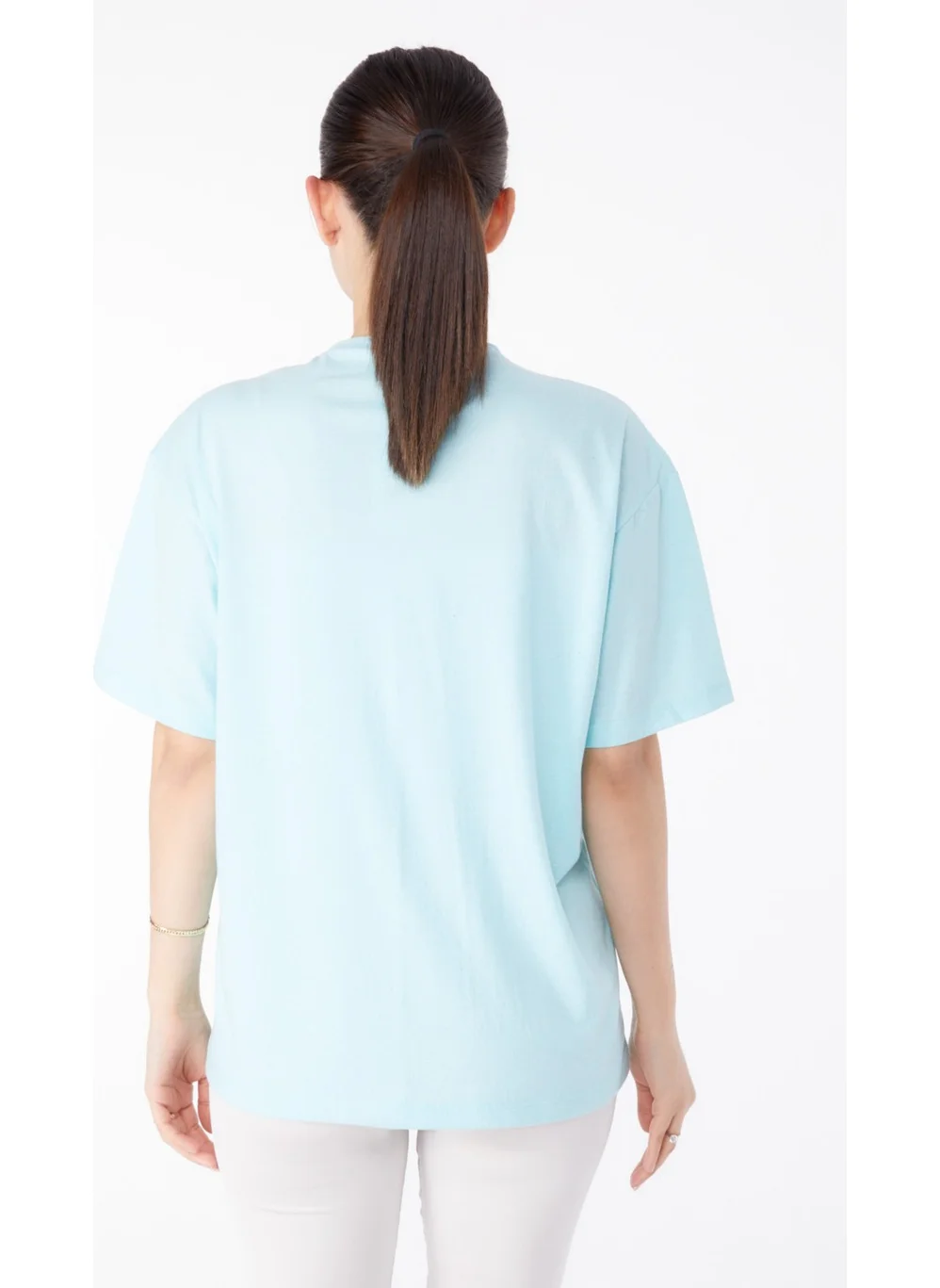 Tofisa Plain Crew Neck Women's Green Stone T-Shirt - 25474