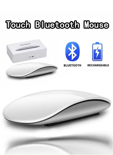 Mouse 3 Wirelessand Rechargeable,Mouse Multi-Touch, Bluetooth Connectivity,Quiet Travel Computer Mouse Ergonomic Design,Ultra-Thin Silent Mouse Multi Arc Touch Mice for Laptop Ipad Mac PC Macbook (White)