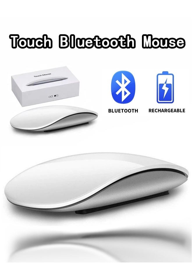 Mouse 3 Wirelessand Rechargeable,Mouse Multi-Touch, Bluetooth Connectivity,Quiet Travel Computer Mouse Ergonomic Design,Ultra-Thin Silent Mouse Multi Arc Touch Mice for Laptop Ipad Mac PC Macbook (White)