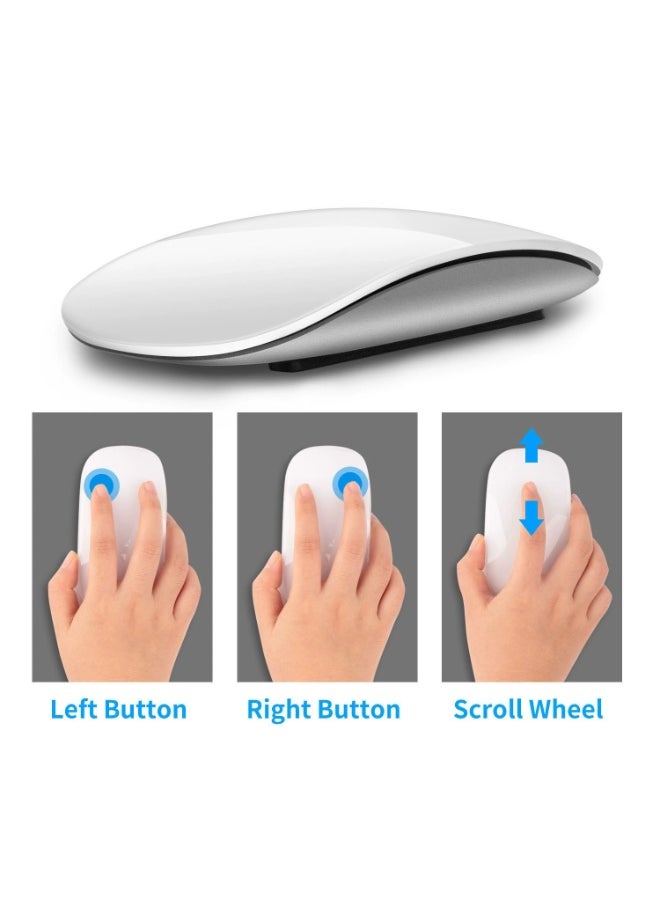Mouse 3 Wirelessand Rechargeable,Mouse Multi-Touch, Bluetooth Connectivity,Quiet Travel Computer Mouse Ergonomic Design,Ultra-Thin Silent Mouse Multi Arc Touch Mice for Laptop Ipad Mac PC Macbook (White)