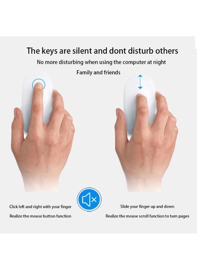 Mouse 3 Wirelessand Rechargeable,Mouse Multi-Touch, Bluetooth Connectivity,Quiet Travel Computer Mouse Ergonomic Design,Ultra-Thin Silent Mouse Multi Arc Touch Mice for Laptop Ipad Mac PC Macbook (White)