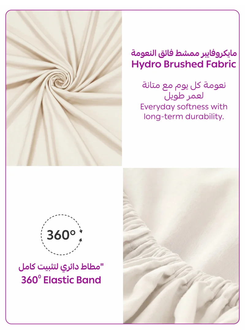 Donetella Marshmallow 1 Pcs Super King Fitted Sheet 200x200 cm | OEKO-TEX Certified Brushed Microfiber Deep Pocket Sheet with All Around Elastic | Ultra Soft, Wrinkle Resistant, Easy Care, Safe for Sensitive Skin  | Best Price UAE