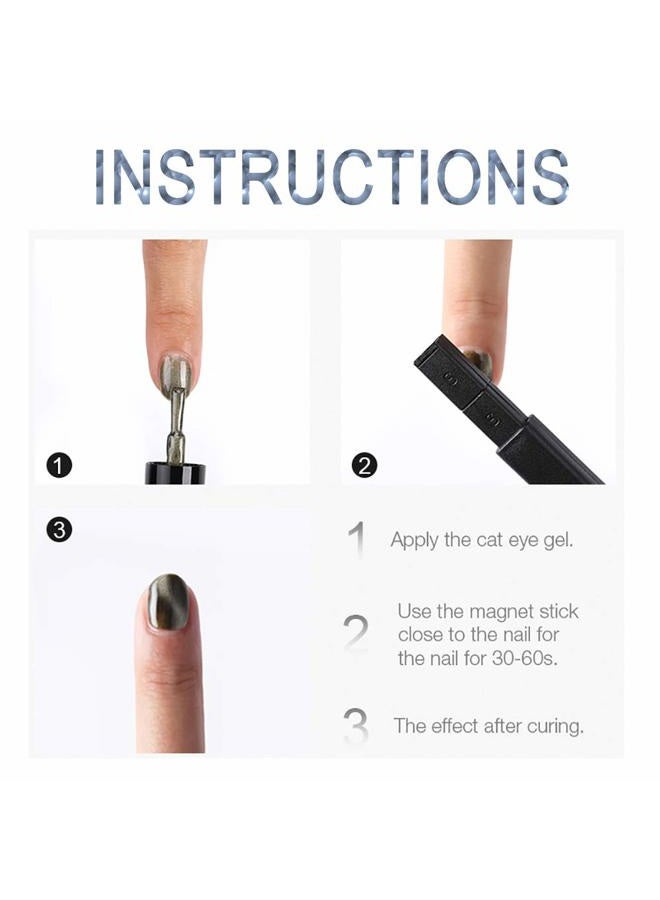 SILPECWEE 3Pcs 3D Cat Eyes Nail Art Magnetic Pen Set Double Head Nail Polish Magnet Stick UV Gel Magic Manicure Tools Cat Eyes Magnet For Nails DIY&Salon - Image 5