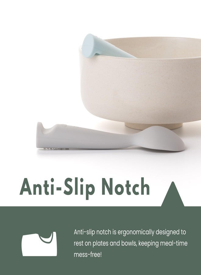 Miniware Silicone Baby Spoon for Training - BPA Free Baby Utensils - Baby Spoons Self Feeding 6 Months | 100% Food Grade Silicone - Modern & Dishwasher Safe Toddler Spoons (Grey and Aqua) - Image 4