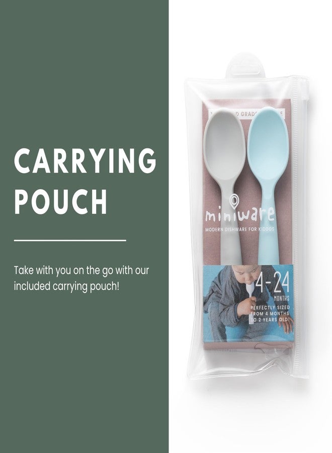 Miniware Silicone Baby Spoon for Training - BPA Free Baby Utensils - Baby Spoons Self Feeding 6 Months | 100% Food Grade Silicone - Modern & Dishwasher Safe Toddler Spoons (Grey and Aqua) - Image 5