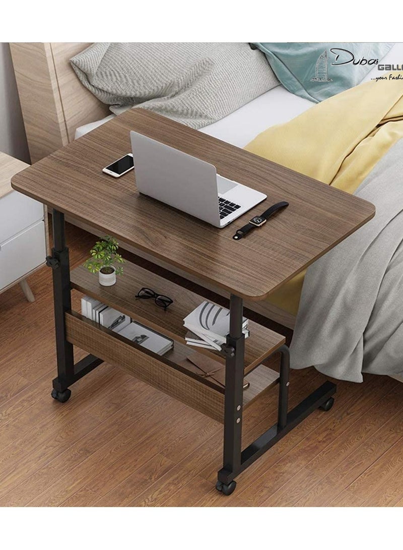 DubaiGallery Side Table Living Room Laptop Table Lazy Bedside Table Deluxe Laptop Computer Mobile Cart Overbed Table with Castors/Table/Stand Mobile Folding Table with Pulley, Tv Tables for Eating - Image 2