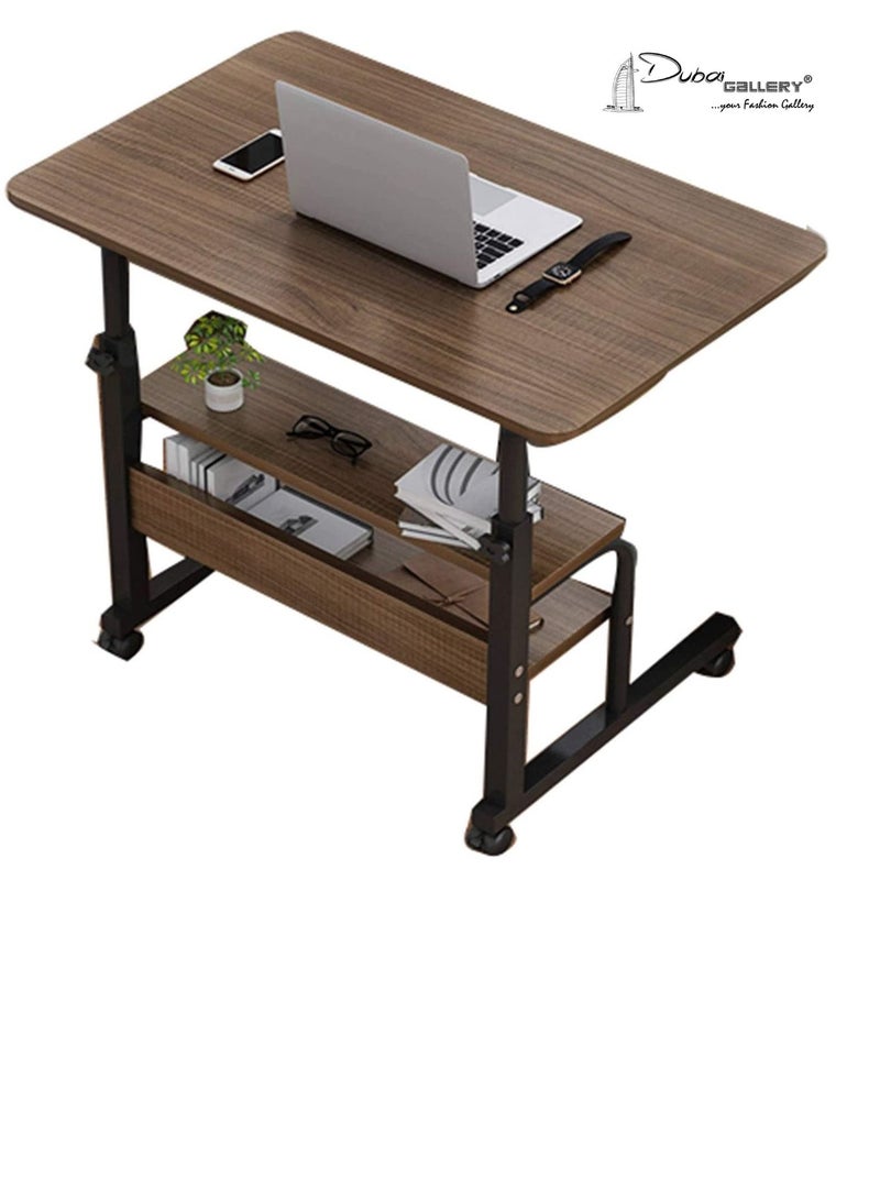 DubaiGallery Side Table Living Room Laptop Table Lazy Bedside Table Deluxe Laptop Computer Mobile Cart Overbed Table with Castors/Table/Stand Mobile Folding Table with Pulley, Tv Tables for Eating - Image 1