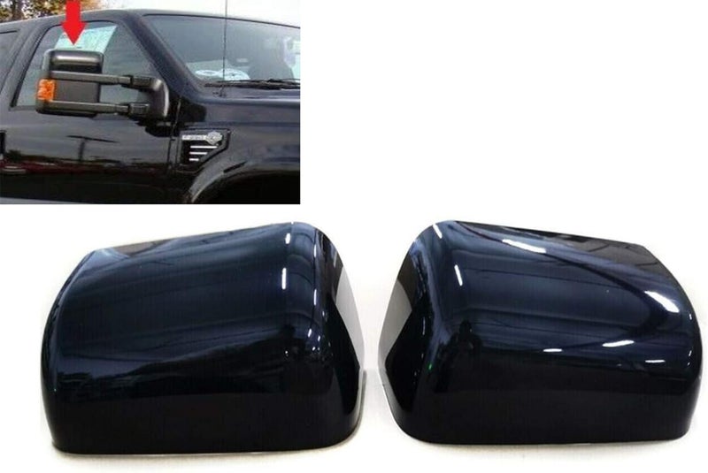 eLoveQ Gloss Black Side Door Top Half Mirror Covers for 2008-2016 Ford Super Duty - Image 1