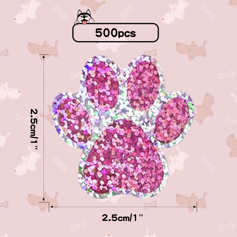 Anwyll Paw Stickers - Paw Prints Stickers 500Pcs 1Inch Puppy Dog Bear Paw Prints Sticker Self Adhesive Sparkling Colorful Paw Patrol Sticker Roll for Birthday Party Envelope Seal Card Gift Packaging - Image 2