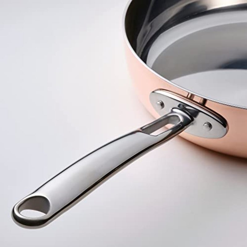 FINMAT مقلاة مع غطاء، 25 سم، نحاس/ستانلس ستيل - Image 4