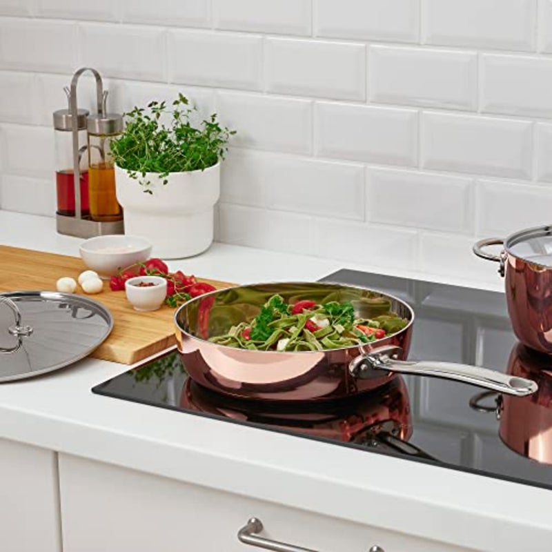 FINMAT مقلاة مع غطاء، 25 سم، نحاس/ستانلس ستيل - Image 2