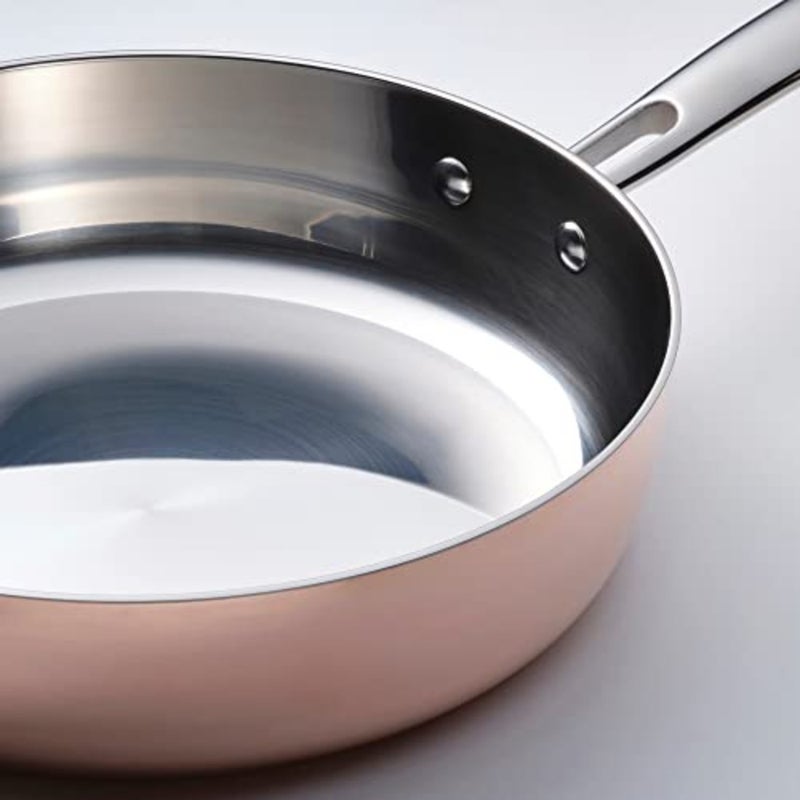 FINMAT مقلاة مع غطاء، 25 سم، نحاس/ستانلس ستيل - Image 5