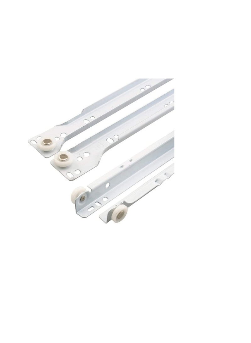 Robustline Roller Wheel Cabinet Drawer Keyboard Slide Glide Runner 2 Pairs (1.0mm Thickness), Heavy duty drawer slides (20") - Image 1