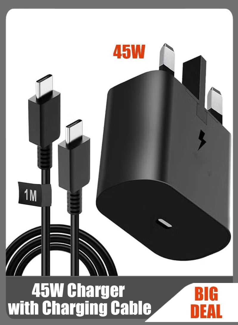 45W Charger  with Charging Cable 45 watts, Charger Head for S23 Ultra S23 Plus S23 S23 S22 Ultra S22 S21 Ultra S21 S21 A54 A53 A52 A32-45W with Type-C 5A fast Cable - Image 1