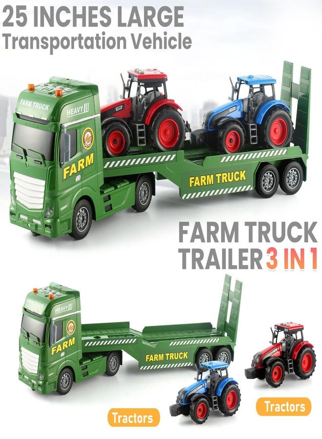 CSDCSD Semi Truck with Tractor Toy, Kids Tractor Set & Truck and Trailer Front Loader -Car Head/18 Wheeler/Light, Toddlers Farm Vehicle Toys for 3 4 5 6 7 8 9 Year Old Boys Girls Birthday Gift - Image 2