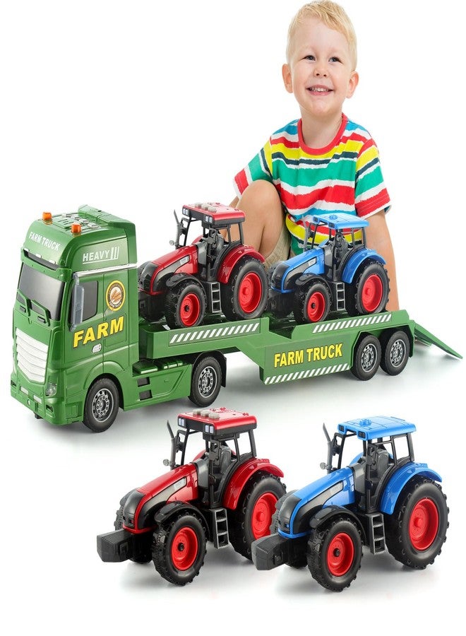 CSDCSD Semi Truck with Tractor Toy, Kids Tractor Set & Truck and Trailer Front Loader -Car Head/18 Wheeler/Light, Toddlers Farm Vehicle Toys for 3 4 5 6 7 8 9 Year Old Boys Girls Birthday Gift - Image 1