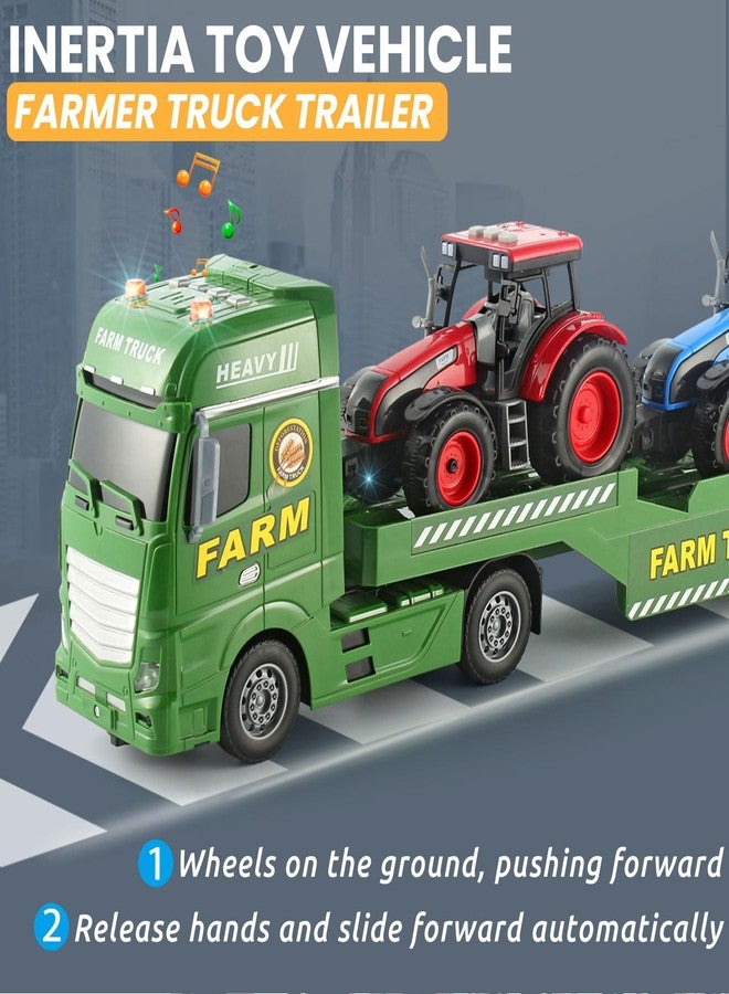 CSDCSD Semi Truck with Tractor Toy, Kids Tractor Set & Truck and Trailer Front Loader -Car Head/18 Wheeler/Light, Toddlers Farm Vehicle Toys for 3 4 5 6 7 8 9 Year Old Boys Girls Birthday Gift - Image 3