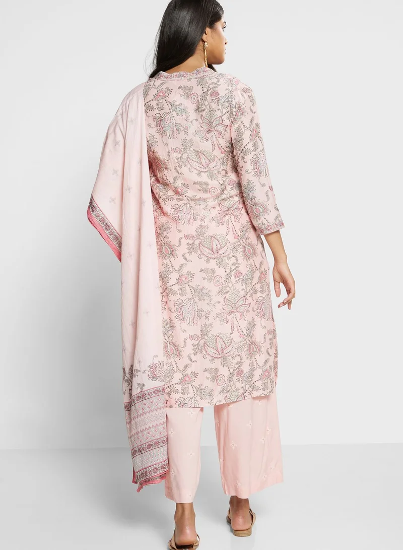 Biba Floral Kurti with Bottom & Dupatta
