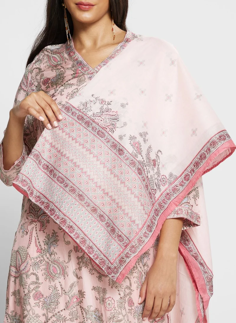 Biba Floral Kurti with Bottom & Dupatta