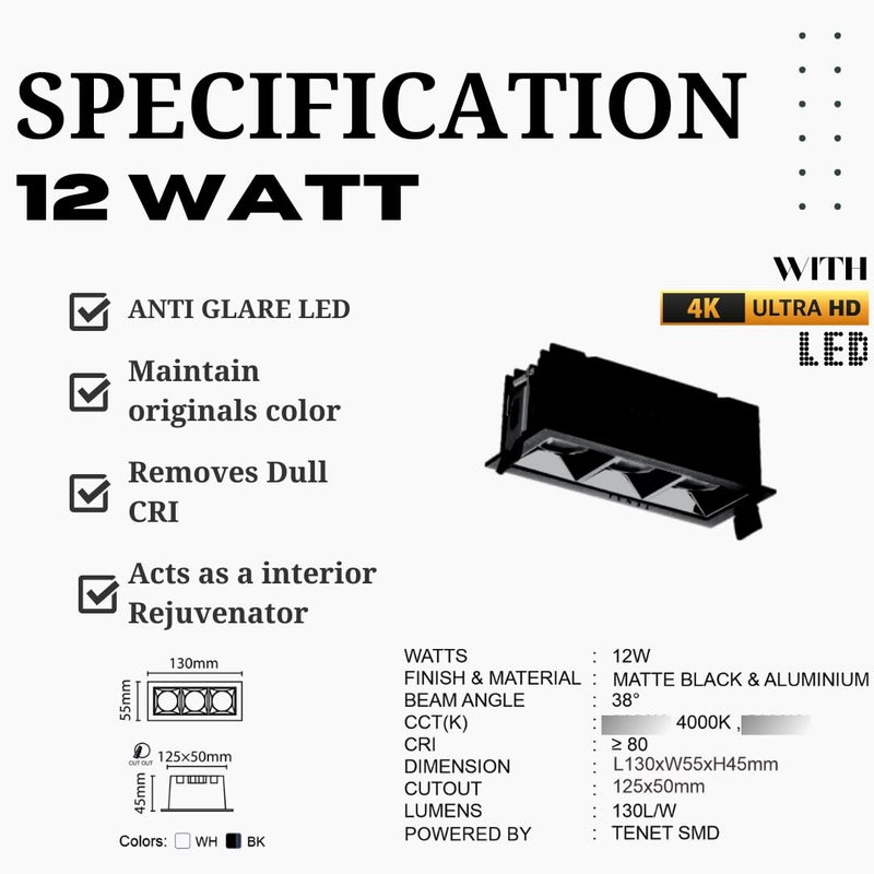 TENET Ceiling Laser Blade Linear Spotlight Adjustable LED Linear Light for Indoor Use Modern Design EnergyEfficient Antique 4000K Natural White Body Color Black 12W 1 Pack of 1 - Image 3