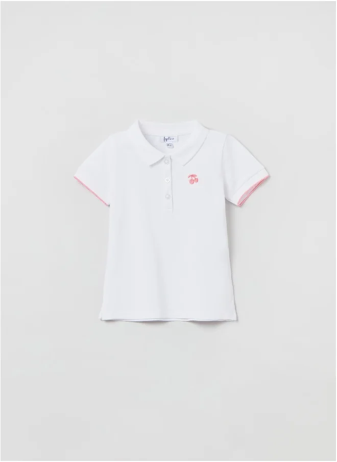 Ovs Pique polo shirt with embroidered cherries
