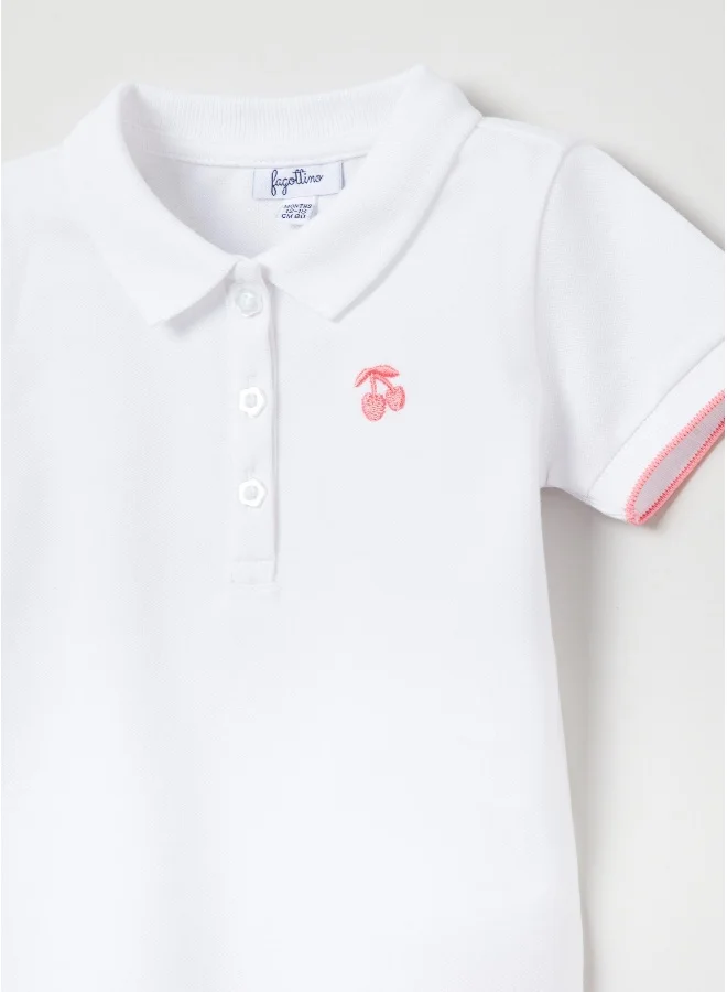 او في اس Pique polo shirt with embroidered cherries