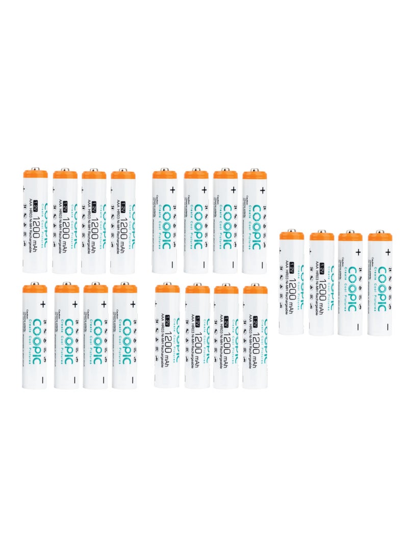Coopic Rechargeable AAA Batteries, 1200mAh High Capacity Batteries 1.2V HR03 NiMH Low Self Discharge (20pcs) - Image 1