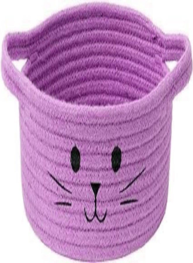 GOODIE® -Small Cat Storage Basket, Black Cute Basket for Toys, Dog Toy Basket, Woven Rope Basket for Organizing, Empty Gift Basket for Baby, Black, 9.8 x 4 inches (pink, 9x4)
