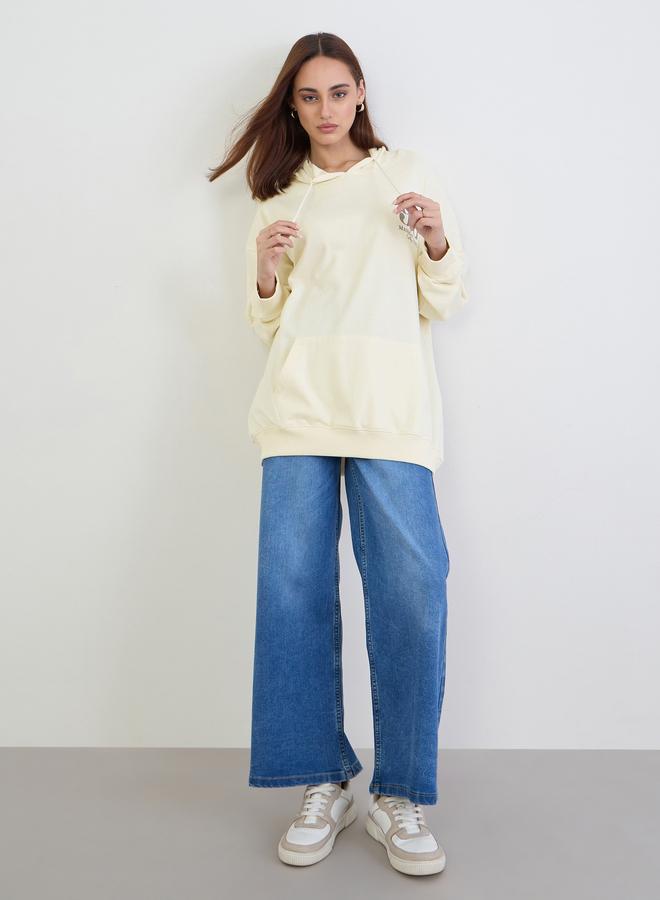 Styli Off White Graphic Print Oversized Hoodie - Image 2