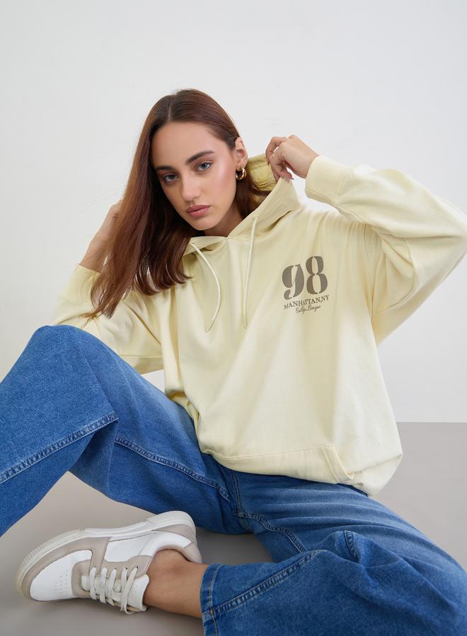 Styli Off White Graphic Print Oversized Hoodie - Image 1