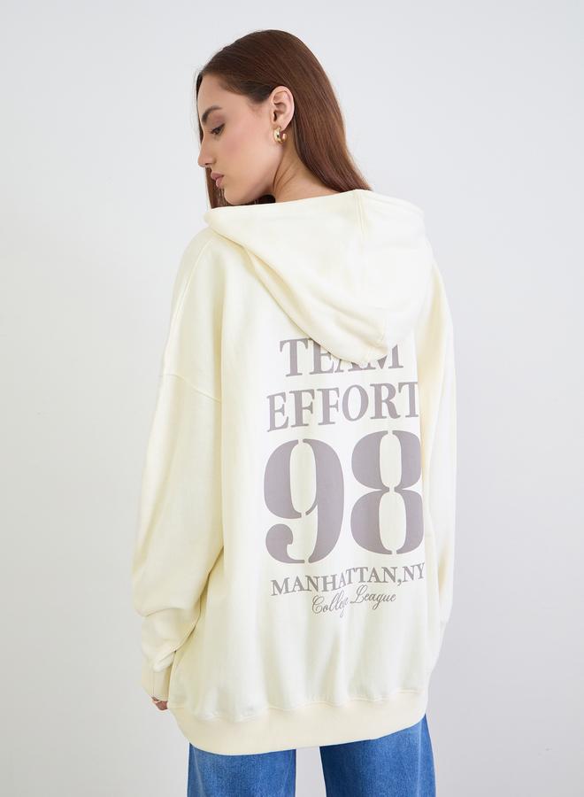 Styli Off White Graphic Print Oversized Hoodie - Image 5