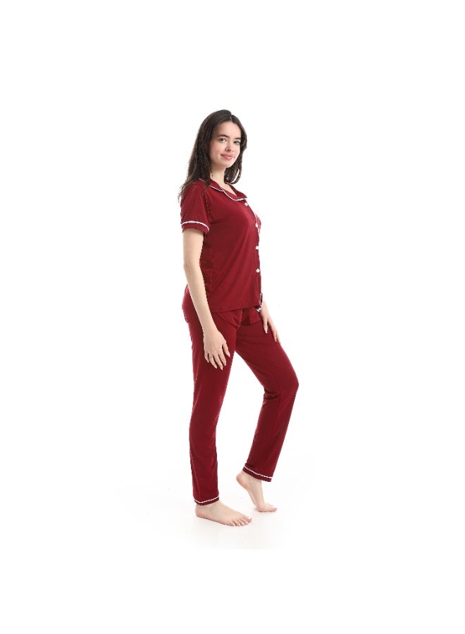 Caesar Women's pajamas, soft fabric, with buttons down the front - Image 4