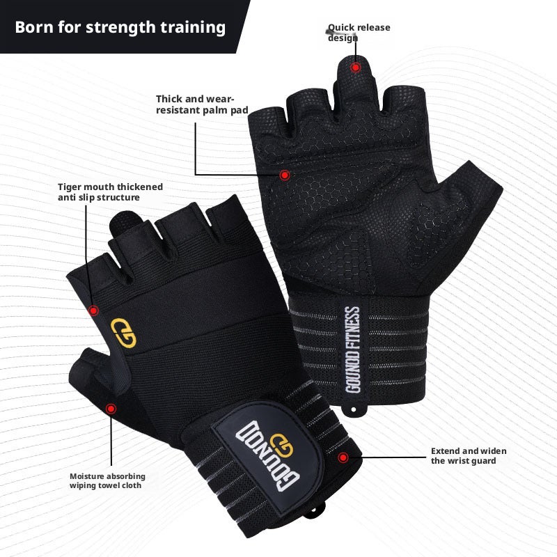 GOUNOD Weight Lifting Half Finger Gloves with Wrist Support - Image 1