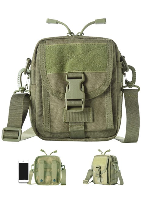 Tactical Waist Bag Military fa n n y Pack, Waterproof Utility Belt with Safety Carabiner, Suitable for Hiking MountaineeringCamping RidingFishingShootingGreen