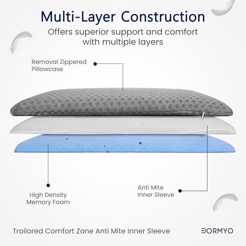 Dormyo Ultra Slim Pillow - Memory Foam for Sleeping - Ultra Thin for Neck Pain Relief - Thin Cervical for Neck Support - Thinnest Orthopedic (1,Liora, 25.5" x 16.5" x 1") - Image 3