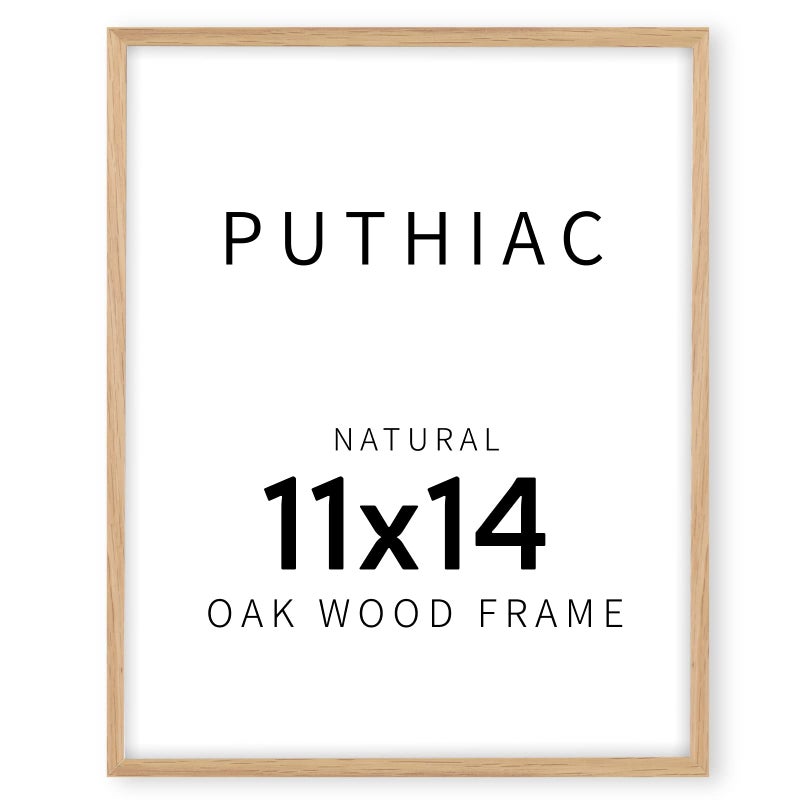 puthiac 11x14 Oak Wood Picture Frame - Minimalist 11x14 Poster Frame, 11"x14" Frame Wood, Natural Solid Wooden Picture Frames for Wall Art Photo and Prints(1 Pack, Beige) - Image 1