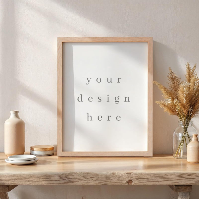 puthiac 11x14 Oak Wood Picture Frame - Minimalist 11x14 Poster Frame, 11"x14" Frame Wood, Natural Solid Wooden Picture Frames for Wall Art Photo and Prints(1 Pack, Beige) - Image 5