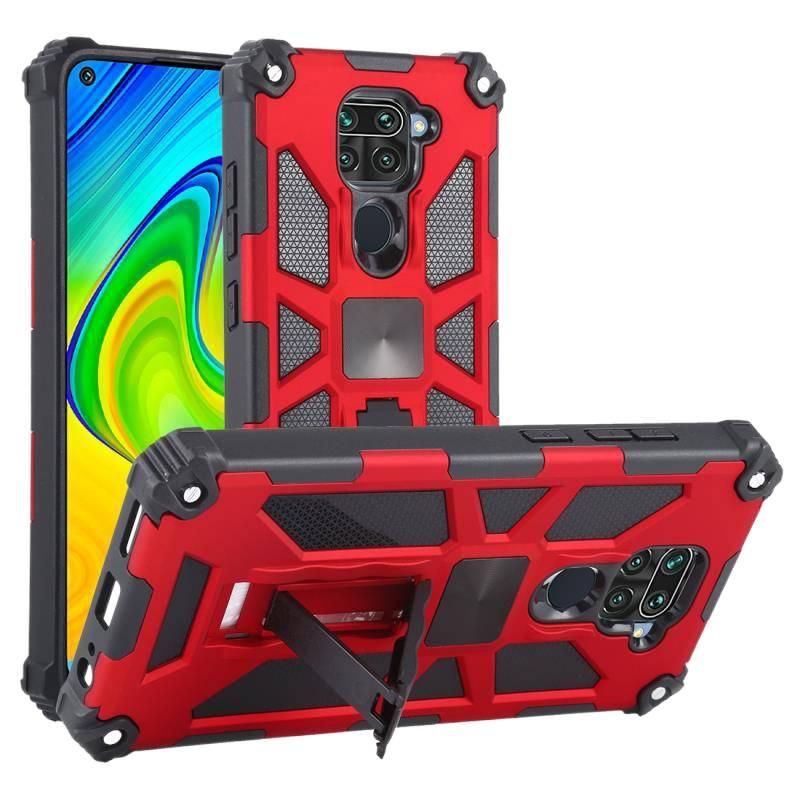 غطاء واقي بMetal لـ Redmi Note 14 Pro مع حامل قابل للطي وحماية من السقوط مع مقاوم للصدمات مع مغناطيس قوي باللون أحمر مغناطيسي بوظيفة حامل للاستخدام الشخصي للعائلة سهل التخزين - Image 1