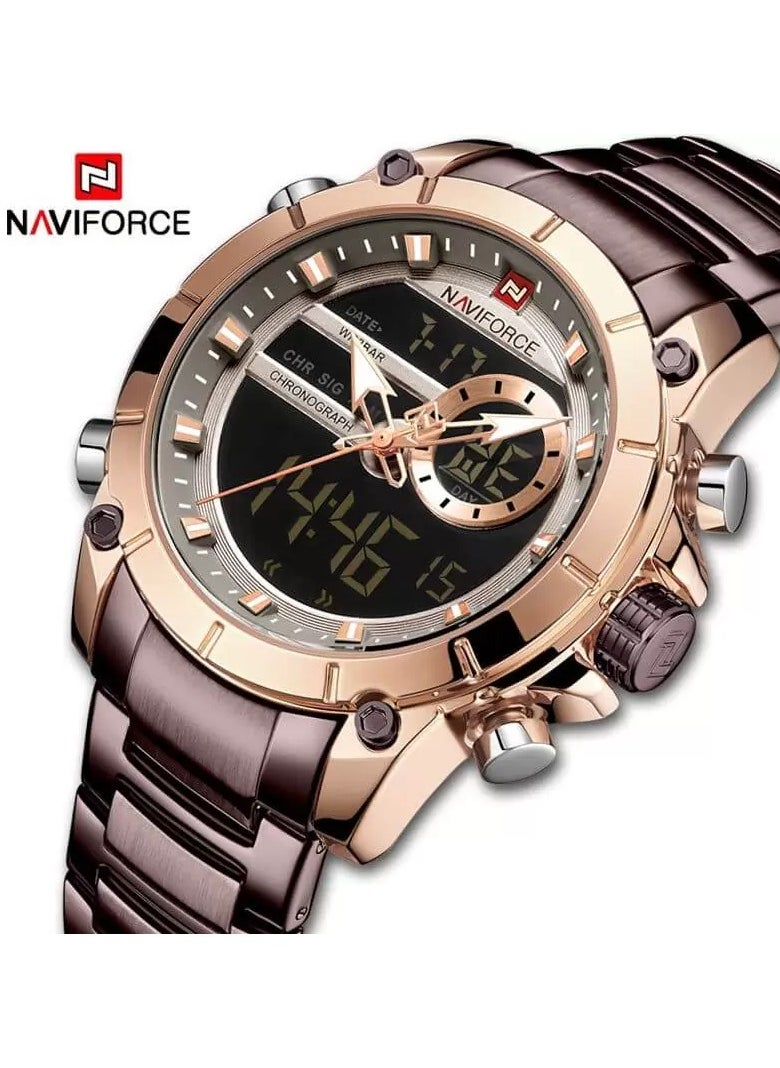 Naviforce NF9163 Metal Analog/Digital Wrist Watch for Men's