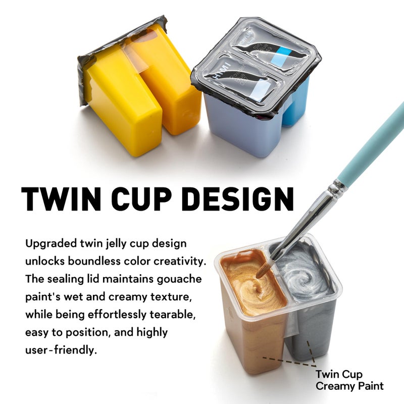 HIMI Twin Cup Jelly Acrylic Paint Set, 48 Colors 12g, High Viscosity, Blendable, Paints on Rocks Crafts Canvas Wood, Fabric, Ceramic & Stone, Art Craft Paints Gifts for Artists Beginners & Painters - Image 2