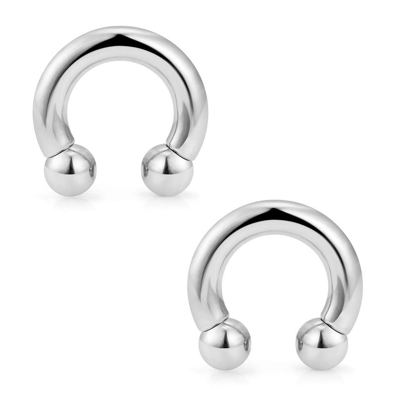 Ftovosyo 2Pcs PA Ring Horseshoe Circular Barbell 316L Surgical Steel Internally Threaded 2G Pierced Body Jewelry for Women 12mm - Image 1