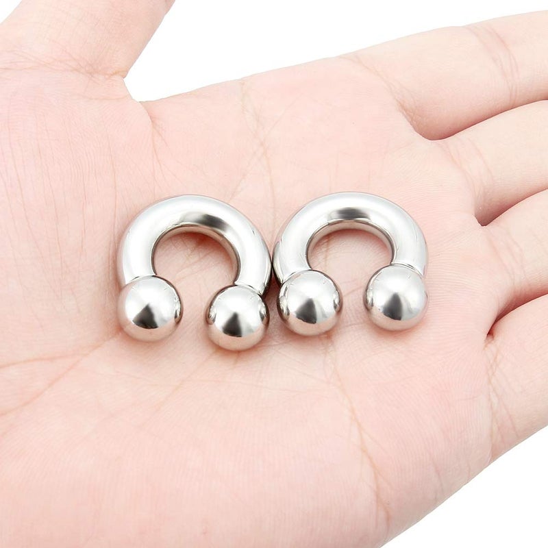 Ftovosyo 2Pcs PA Ring Horseshoe Circular Barbell 316L Surgical Steel Internally Threaded 2G Pierced Body Jewelry for Women 12mm - Image 3