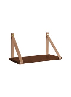 Home Gallery PU Biege Leather Strap Wall Floating Shelf  Brown  - Image 3