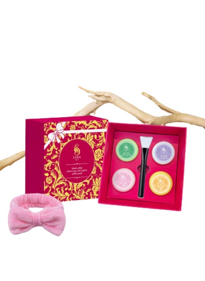 Sarah Beauty Sabaya Box Contains four Clay Masks - Eggplant - Turmeric - Peach - Green Tea for Perfect Skin.  - Image 1
