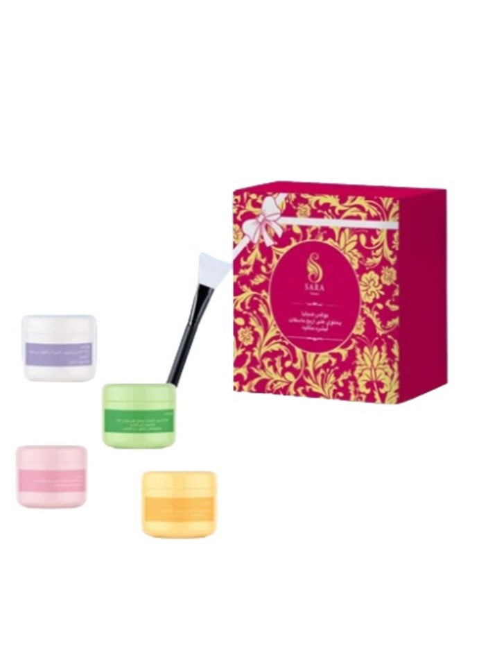 Sarah Beauty Sabaya Box Contains four Clay Masks - Eggplant - Turmeric - Peach - Green Tea for Perfect Skin.  - Image 2