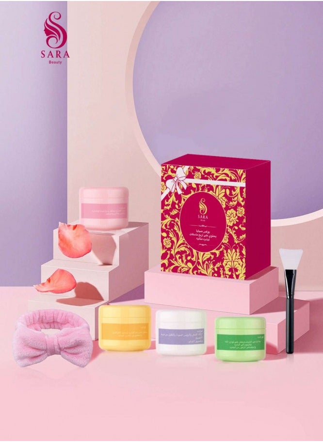 Sarah Beauty Sabaya Box Contains four Clay Masks - Eggplant - Turmeric - Peach - Green Tea for Perfect Skin.  - Image 5
